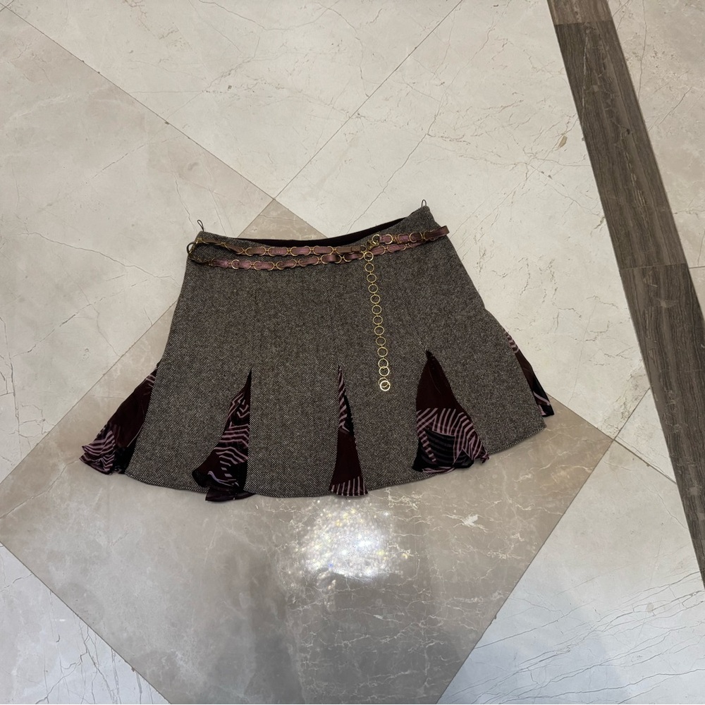 Elegant Brown/ Multi Color Skirt with Chain Detail